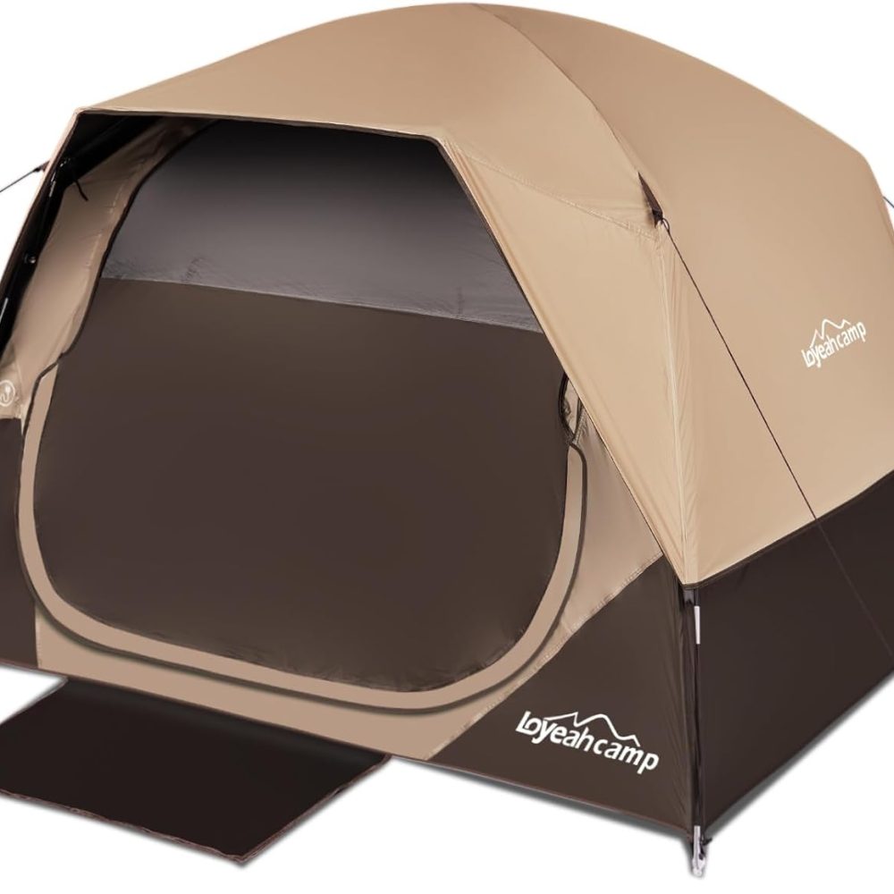 4 Person Blackout Camping Tent, Easy Setup Waterproof Family Dome Tent for Camping with Rainfly, Portable Double Layer Large Family Tent for Outdoor Camping&Hiking