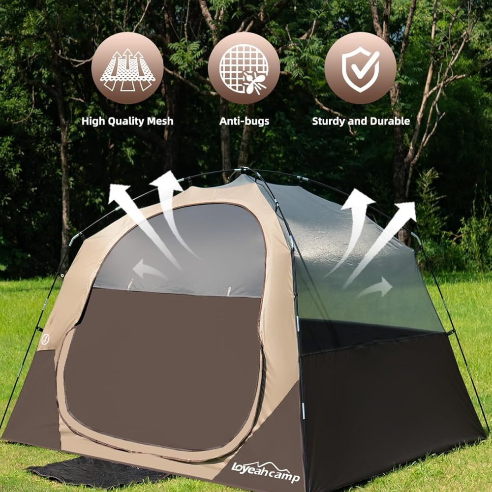 4 Person Blackout Camping Tent, Easy Setup Waterproof Family Dome Tent for Camping with Rainfly, Portable Double Layer Large Family Tent for Outdoor Camping&Hiking - Image 5