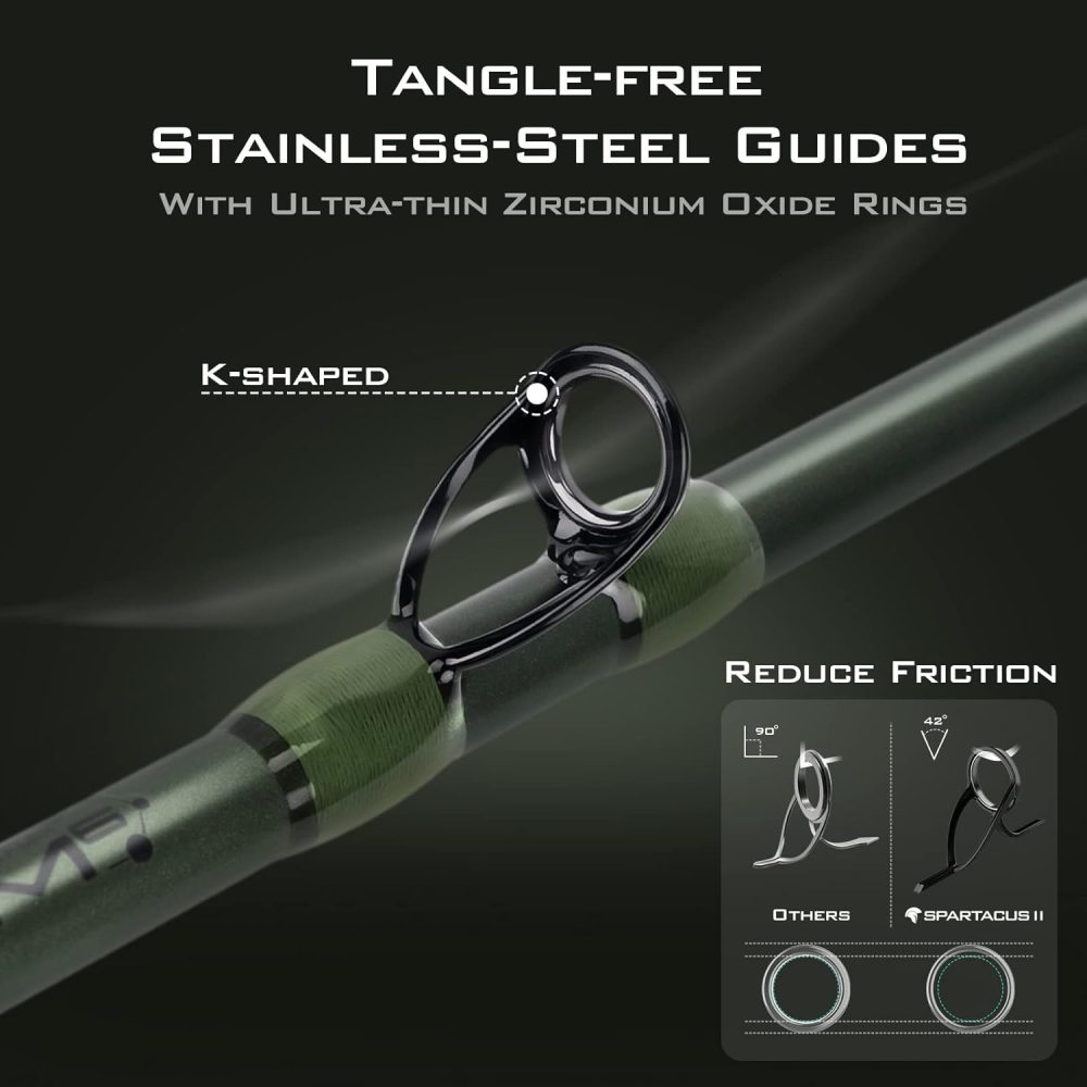 KastKing Spartacus II Fishing Rods - IM6 Graphite Blanks Casting & Spinning Rods, 2-Piece Rods with Extra Tip Section, PTS Power Transition System, KastFlex Technology, Rubber Cork Handle - Image 4