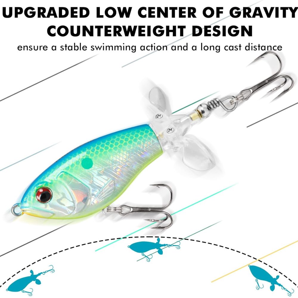 TRUSCEND PoPobait Plopper with BKK Hooks, Top Water Fishing Lures for Bass Walleye Pike Catfish Musky Perch, Floating Lure for Freshwater or Saltwater, Amazing Teasers Fishing Gifts for Family Fishing - Image 3