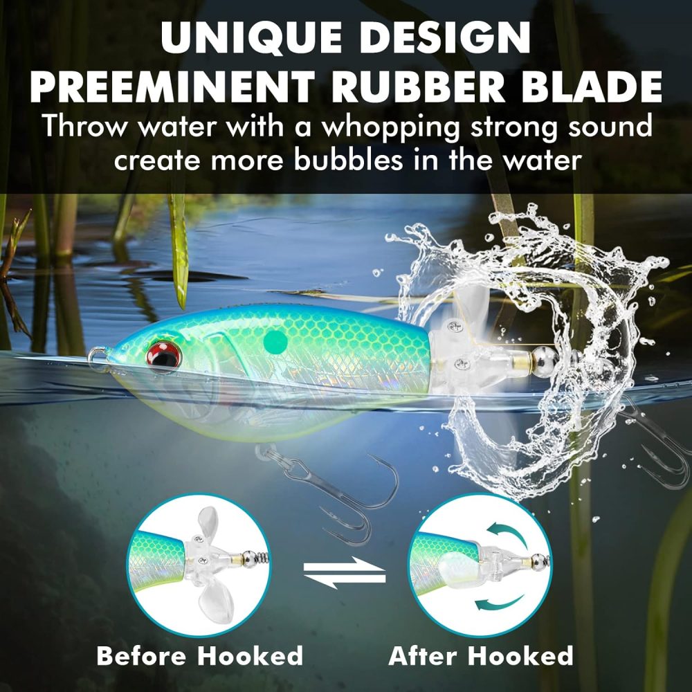 TRUSCEND PoPobait Plopper with BKK Hooks, Top Water Fishing Lures for Bass Walleye Pike Catfish Musky Perch, Floating Lure for Freshwater or Saltwater, Amazing Teasers Fishing Gifts for Family Fishing - Image 4