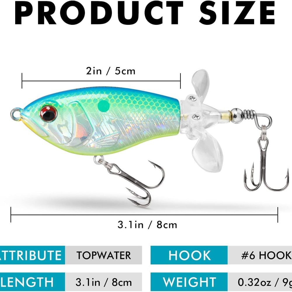 TRUSCEND PoPobait Plopper with BKK Hooks, Top Water Fishing Lures for Bass Walleye Pike Catfish Musky Perch, Floating Lure for Freshwater or Saltwater, Amazing Teasers Fishing Gifts for Family Fishing - Image 6